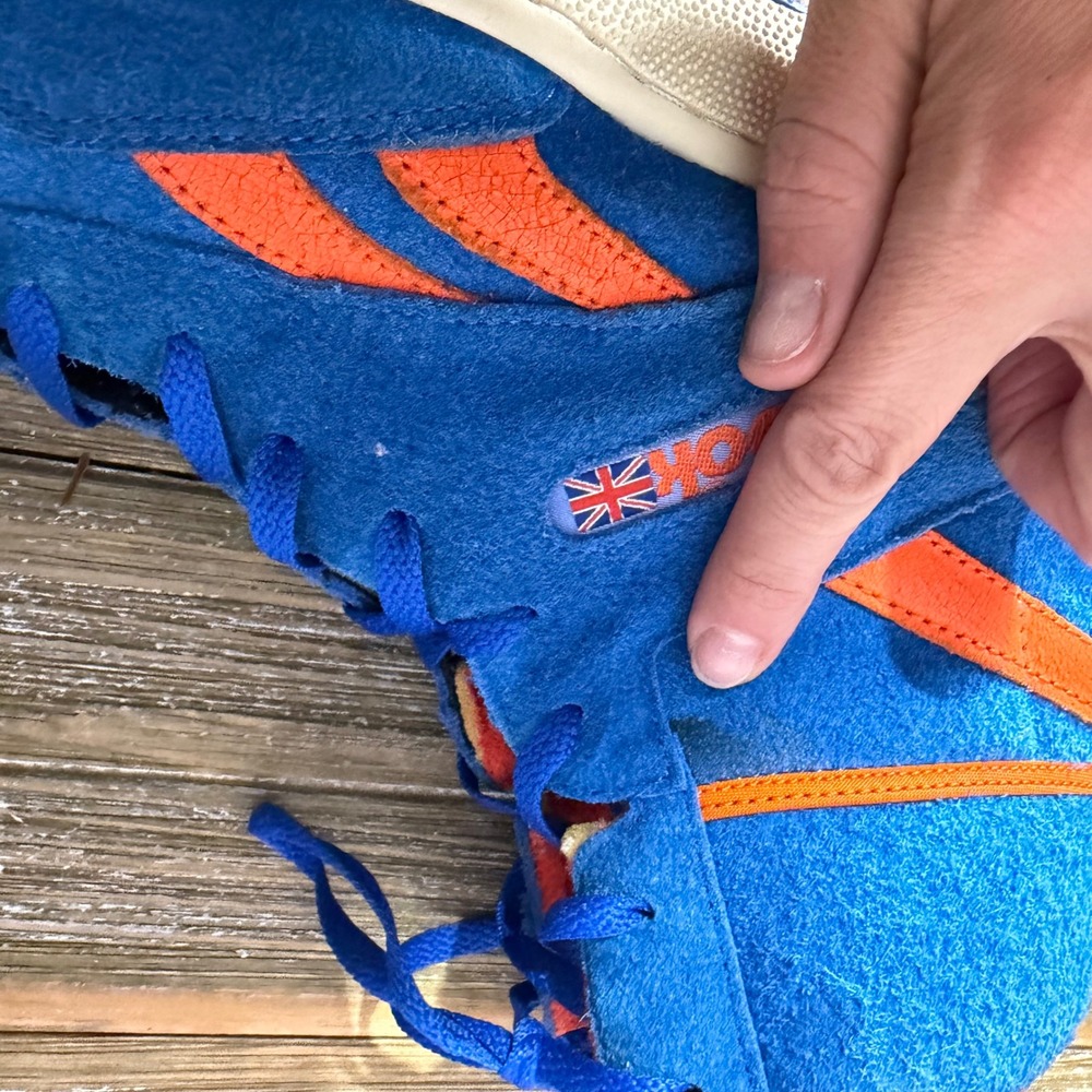 Reebok Retro High Top Sneakers Mens Blue Orange 13 Suede Streetwear Basketball - Picture 8 of 10